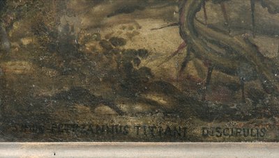 Firma del artista (detalle) de Simone Veneziano Peterzano